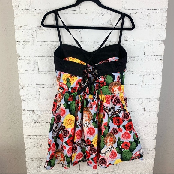 Hell Bunny Dress Dia De Los Meurtos Day Of The Dead Sugar Skull Pinup XL - Picture 4 of 9
